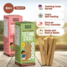 Load image into Gallery viewer, Teething Sticks |  Healthy Snack for Babies &amp; All Ages | Ragi &amp; Sesame | Millet &amp; Herbs | Pack of 2 | 150g Each
