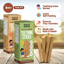 Load image into Gallery viewer, Teething Sticks | Healthy Snack for Babies &amp; All Ages | Ajwain &amp; Jeera | Millet &amp; Herbs | Pack of 2 | 150g Each
