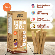 Load image into Gallery viewer, Ajwain &amp; Jeera Teething Sticks | Healthy Snack for Babies &amp; All Ages | 150g
