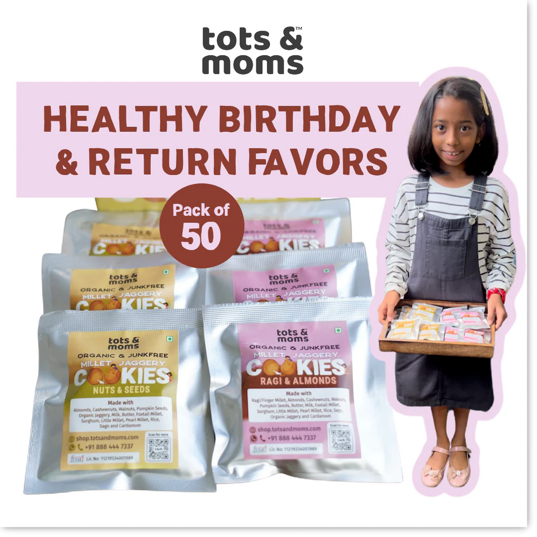 Healthy Birthday & Return Favors - Pack of 50 - Ragi & Almonds Cookies